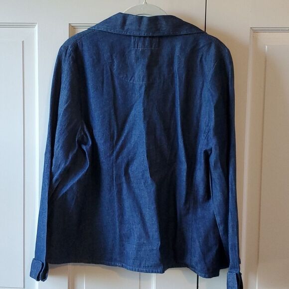 VINTAGE TANTRUM EMBROIDERED DENIM JEAN BLAZER JACKET FLORAL BOHO ARTSY 70s SZ PM - Picture 7 of 8